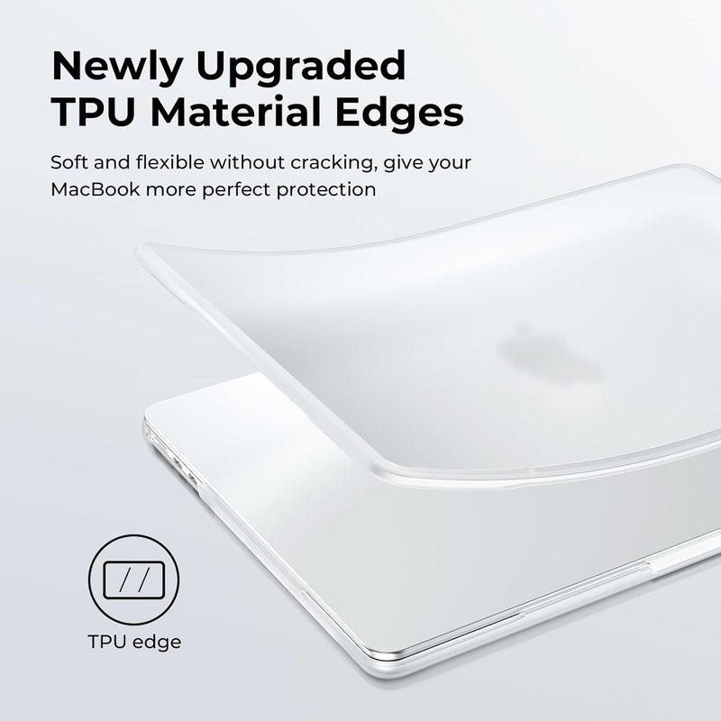 BlueSwan Anti-Cracking Hard Shell Case Compatible with MacBook Air 13 inch M4 M3 M2 2026 2025-2022 A3240 A3113 A2681, Drop Protection Soft TPU Bumper PC Base for Air 13.6 inch, Frosted White - Image 4